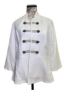 Chico's Ivory Peplum Military Jacket | Size O